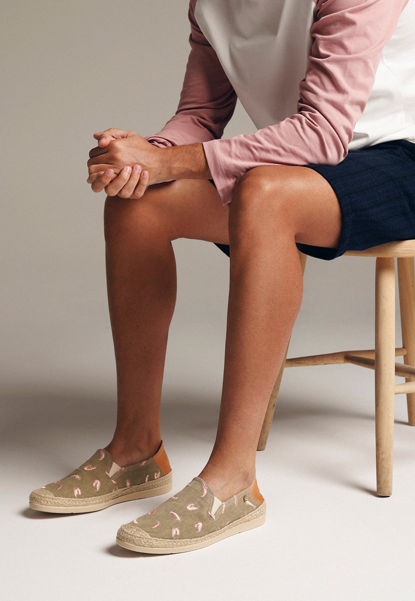 KHAKI ESPADRILLES FISH PATTERN