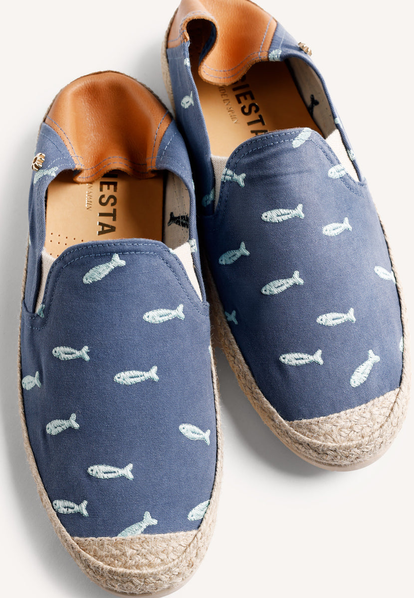 BLUE ESPADRILLES FISH PATTERN
