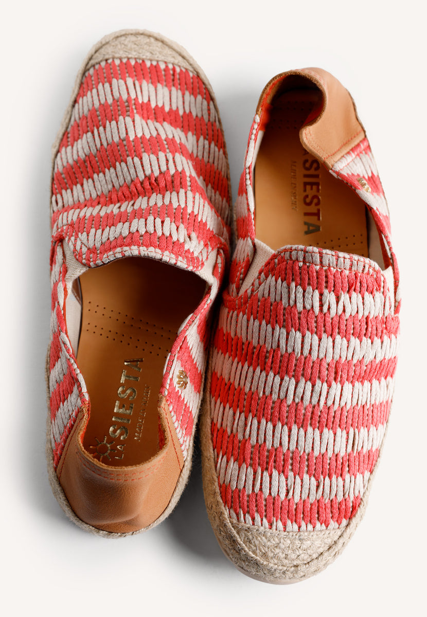 CORAL STRIPED ESPADRILLES