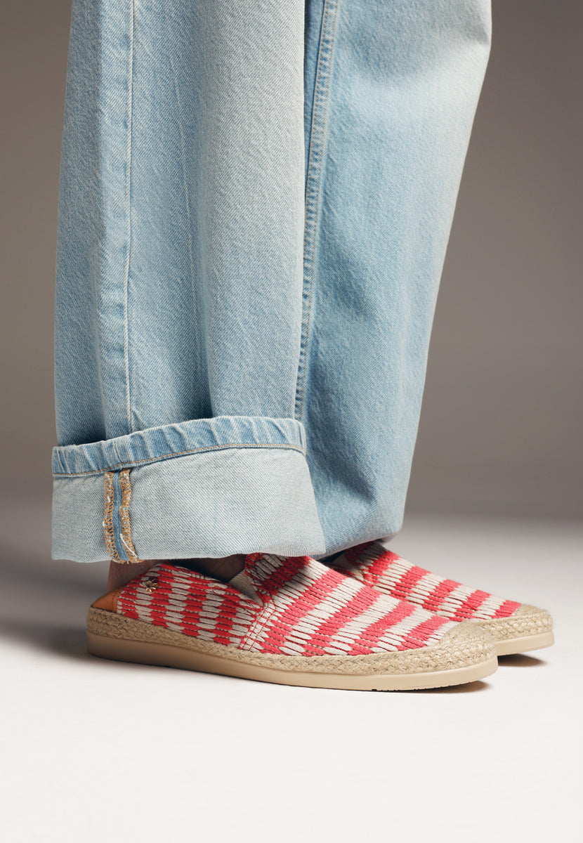 CORAL STRIPED ESPADRILLES