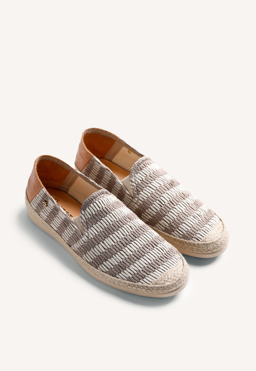 TAUPE STRIPED ESPADRILLES