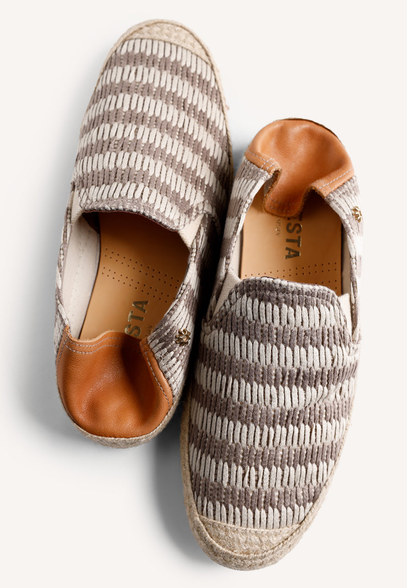 TAUPE STRIPED ESPADRILLES