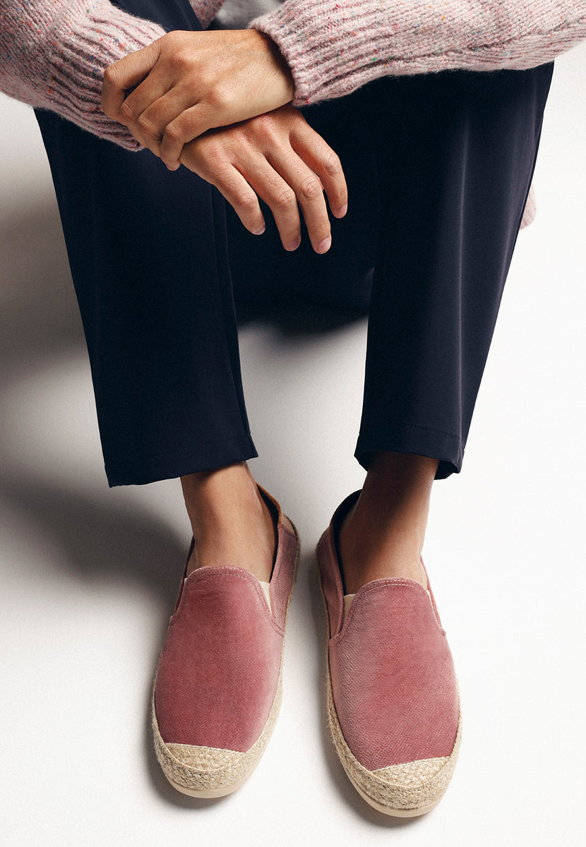 PINK VELVET ESPADRILLES