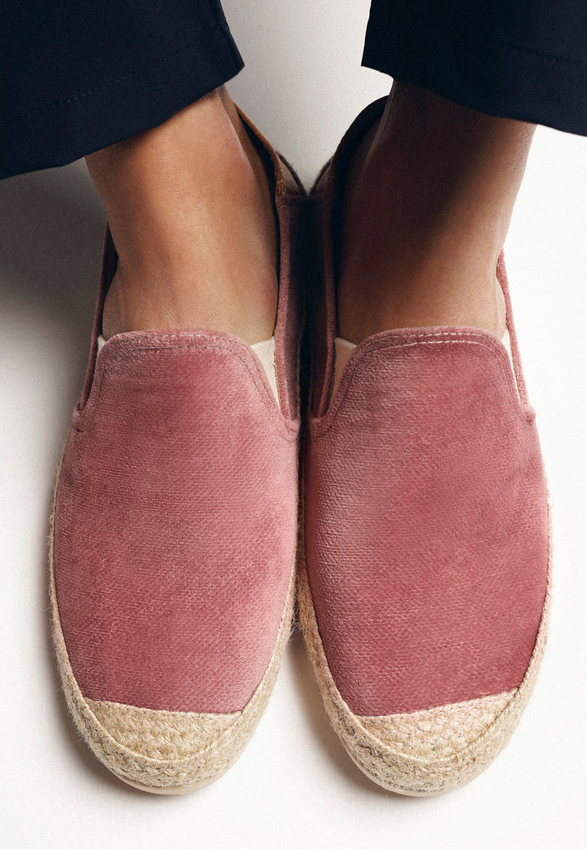 PINK VELVET ESPADRILLES