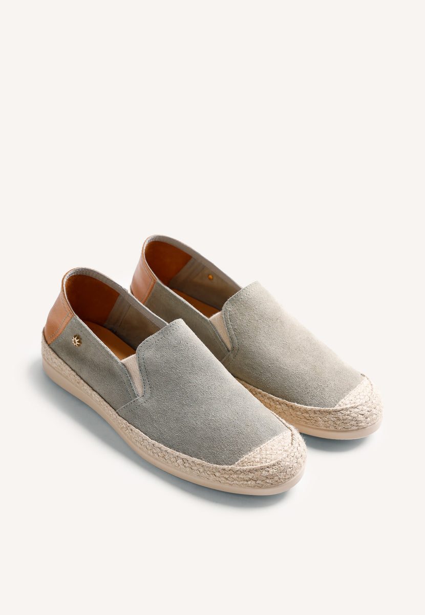 KHAKI LEATHER ESPADRILLES