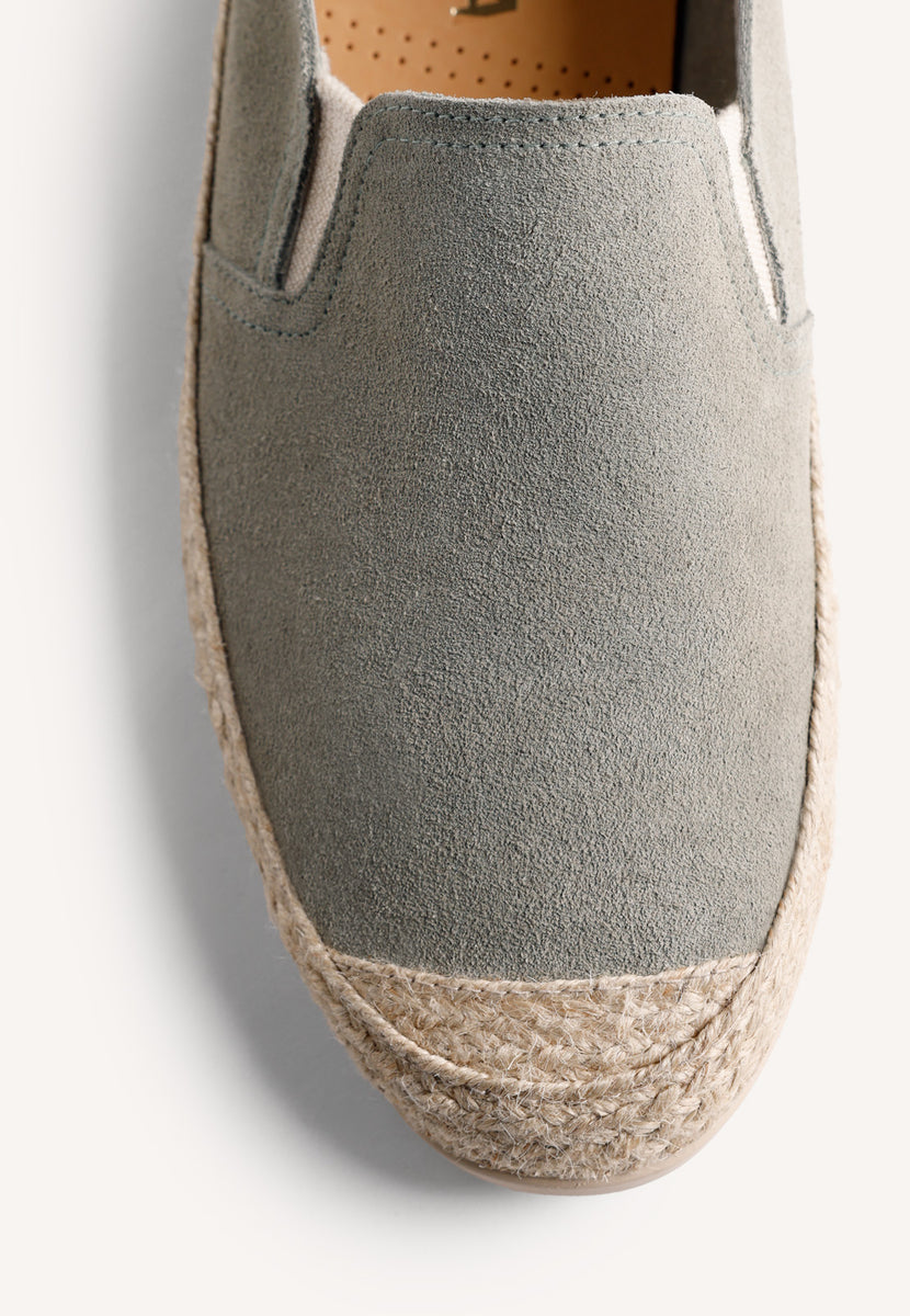 KHAKI LEATHER ESPADRILLES