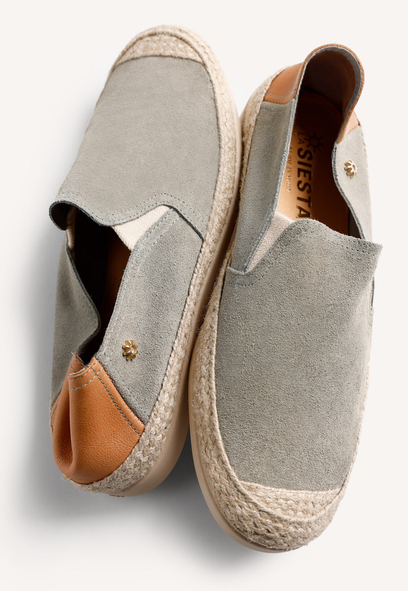 KHAKI LEATHER ESPADRILLES