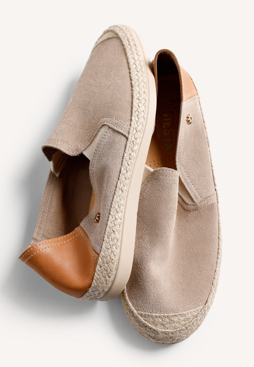 BEIGE LEATHER ESPADRILLES