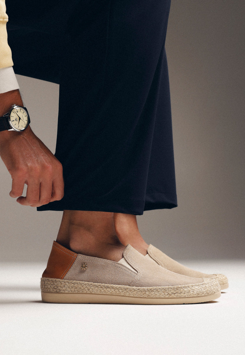 BEIGE LEATHER ESPADRILLES