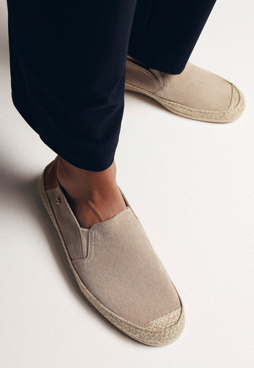 BEIGE LEATHER ESPADRILLES