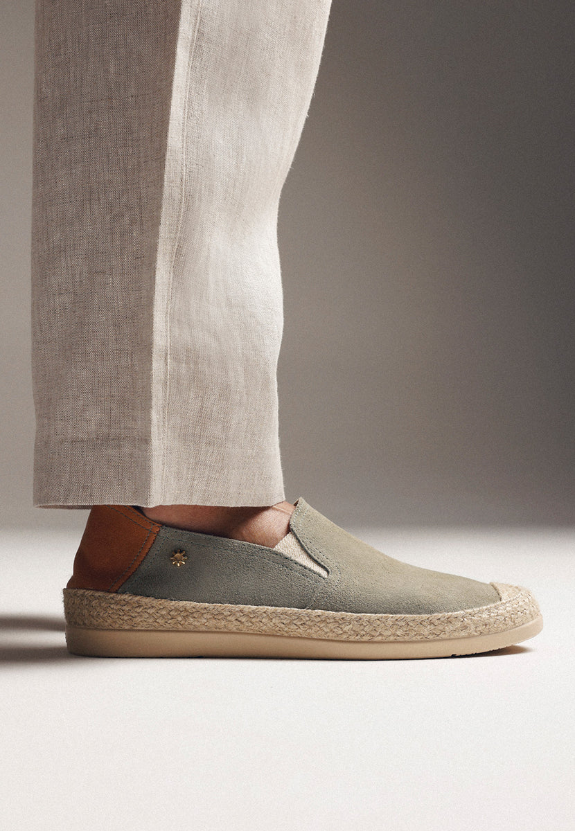 KHAKI LEATHER ESPADRILLES