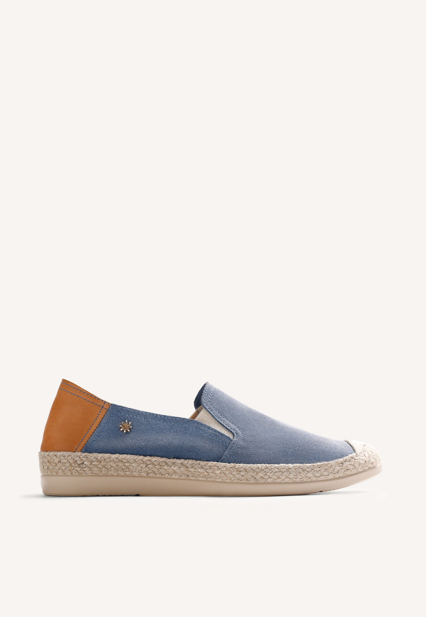 BLUE LEATHER ESPADRILLES