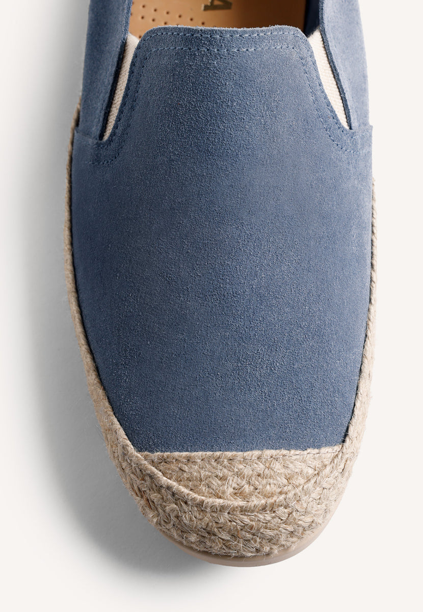 BLUE LEATHER ESPADRILLES