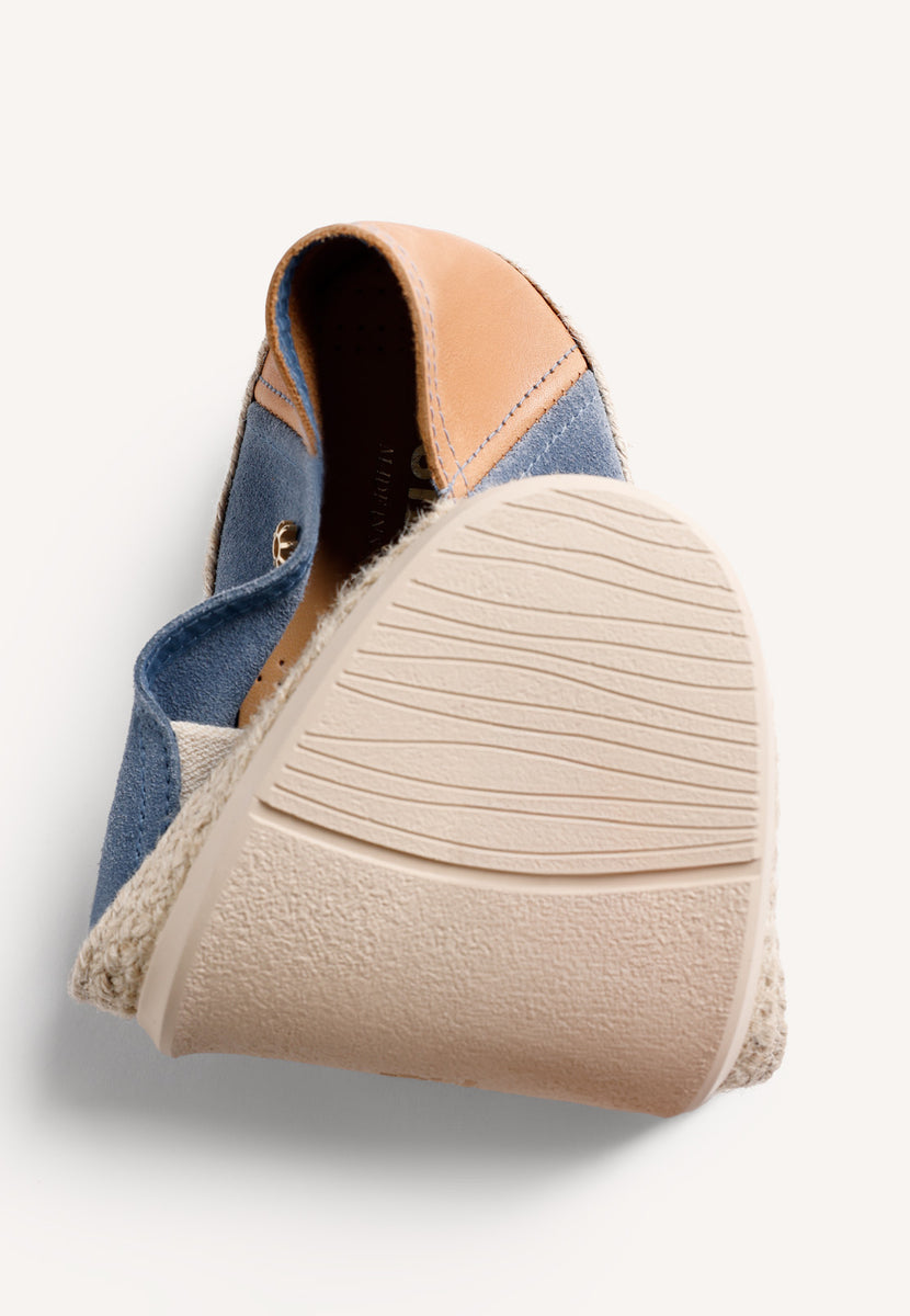 BLUE LEATHER ESPADRILLES