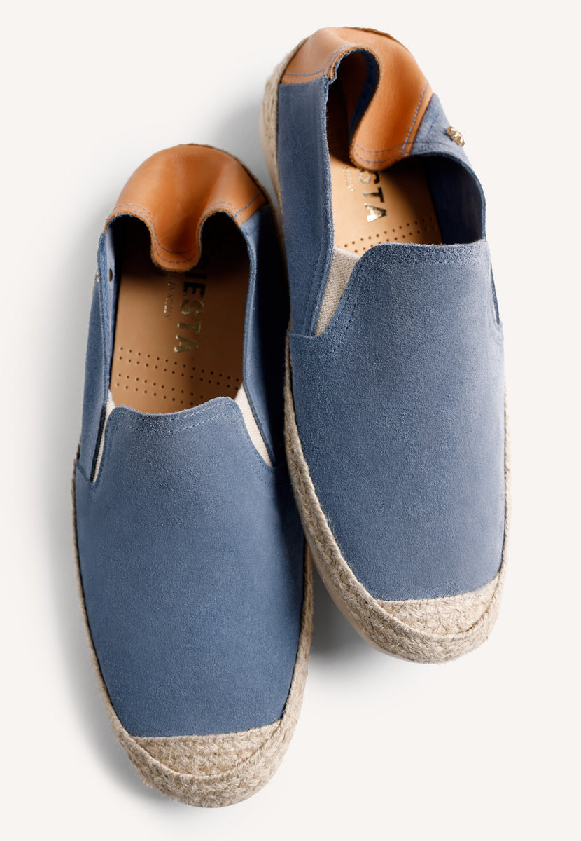 BLUE LEATHER ESPADRILLES