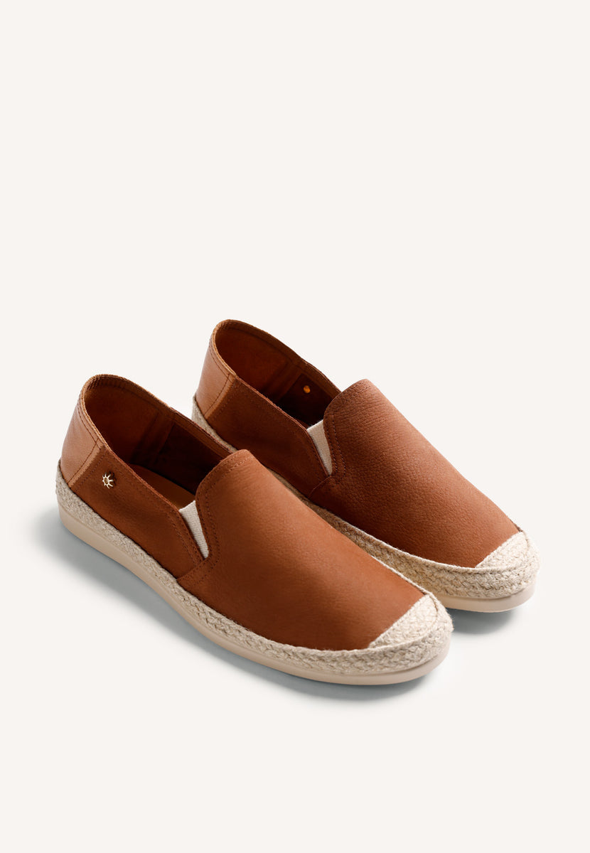 BROWN LEATHER ESPADRILLES