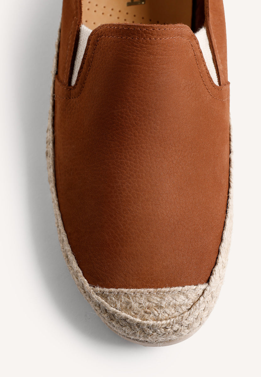 BROWN LEATHER ESPADRILLES