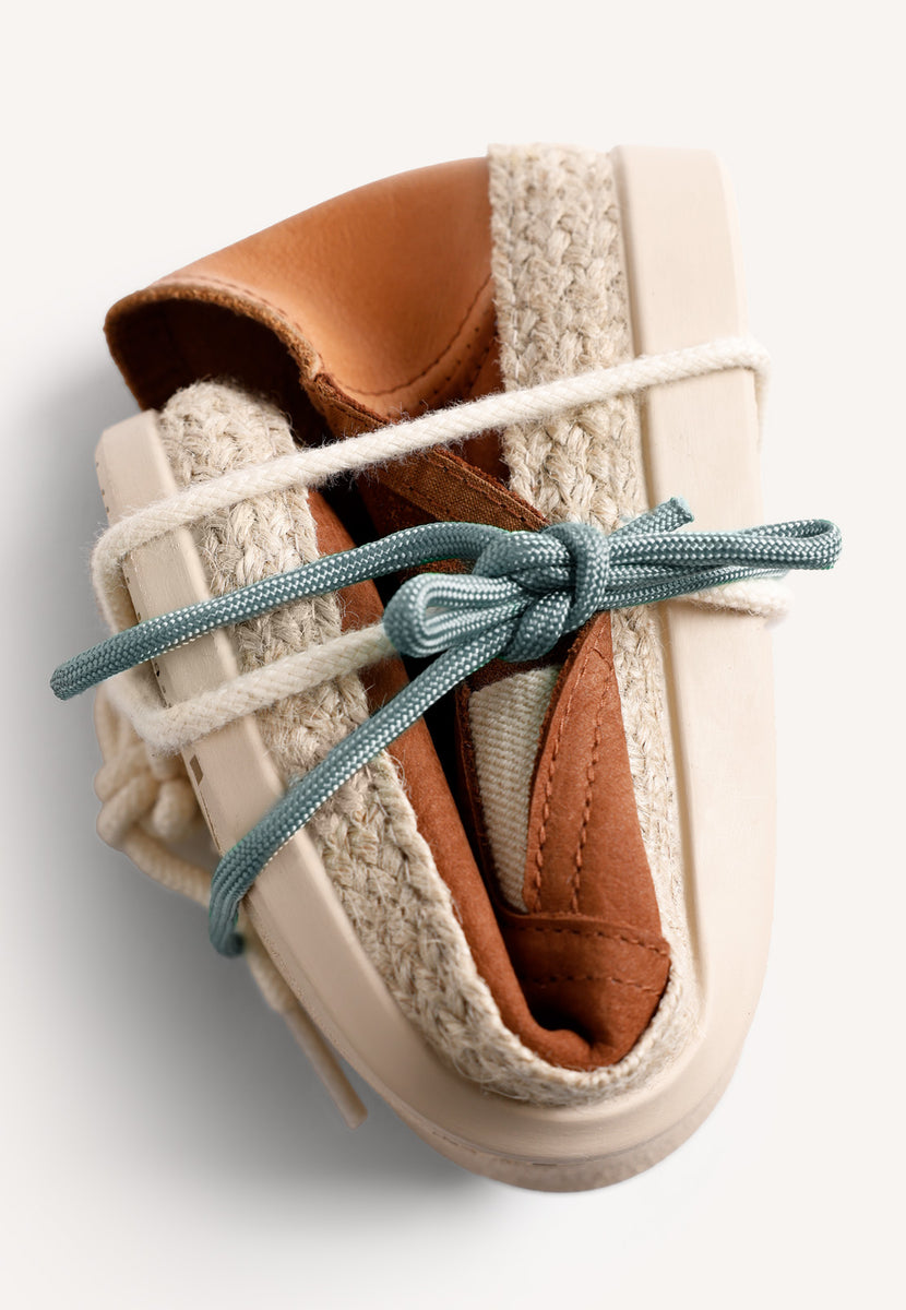 BROWN LEATHER ESPADRILLES