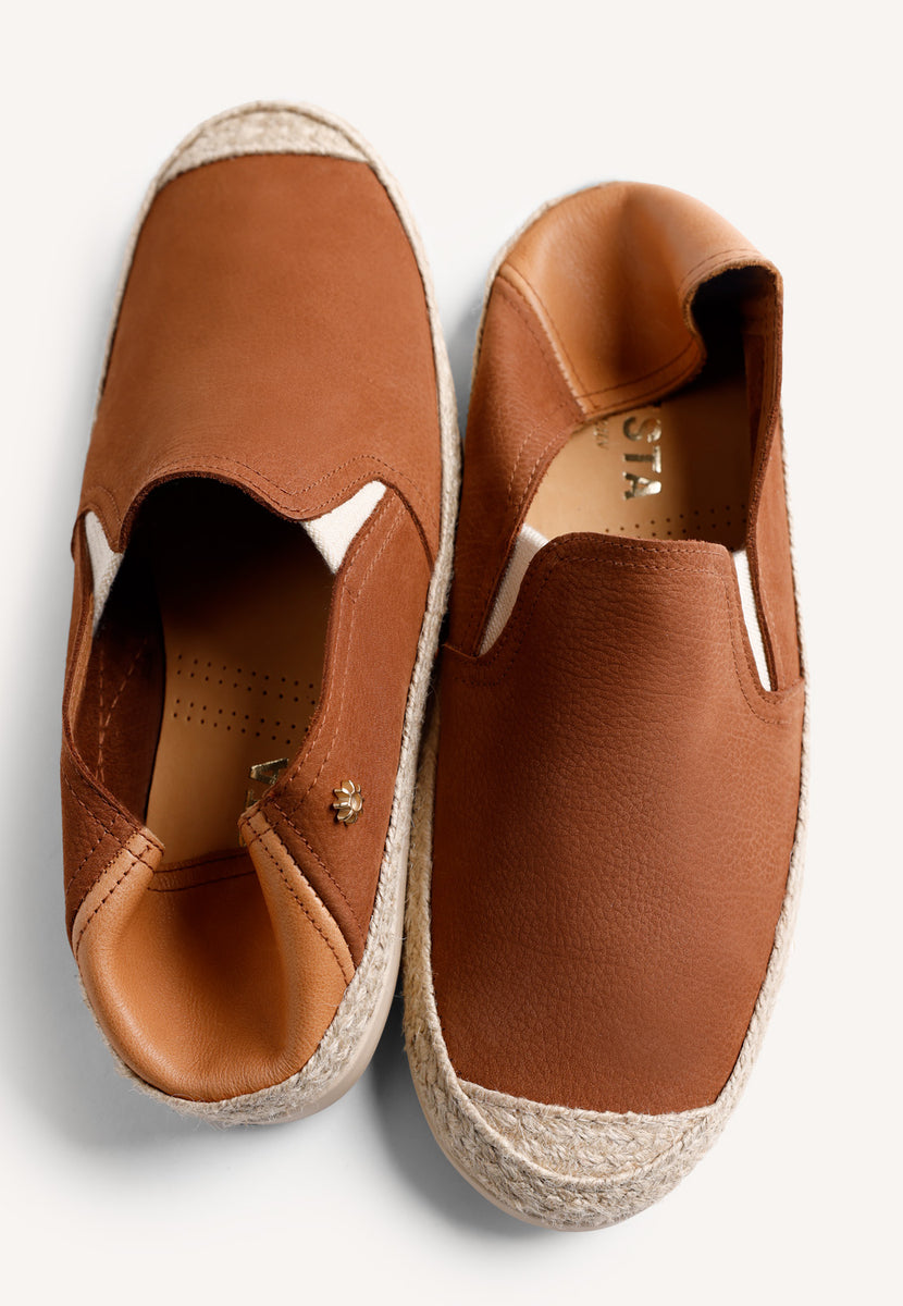 BROWN LEATHER ESPADRILLES