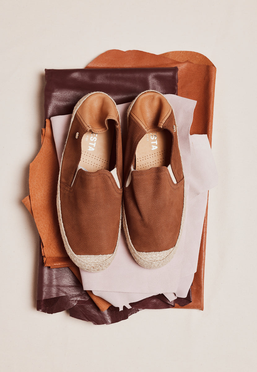 BROWN LEATHER ESPADRILLES