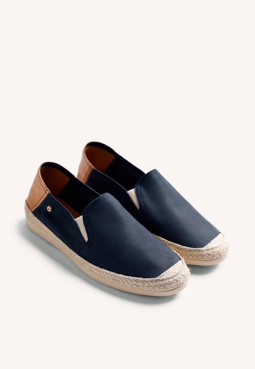 BLUE LEATHER ESPADRILLES