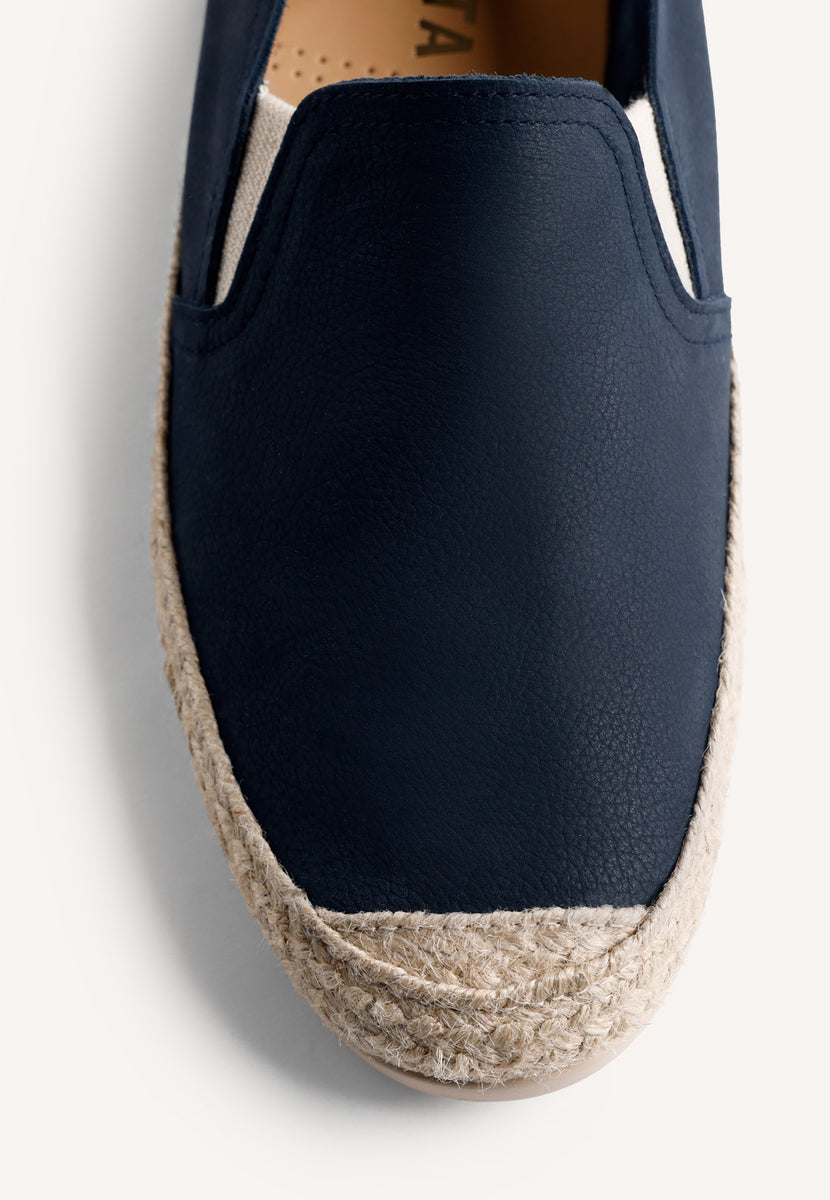 BLUE LEATHER ESPADRILLES