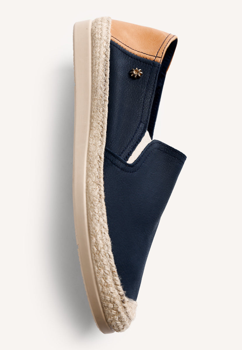 BLUE LEATHER ESPADRILLES